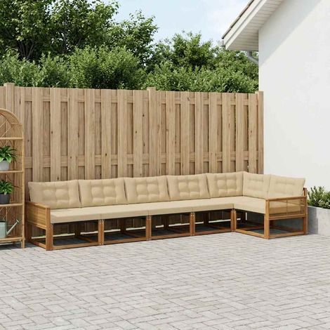 vidaXL Outdoor-Sofagarnitur mit Kissen 6 pcs Natur und Beige (1/5)