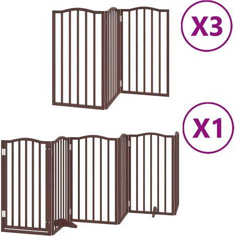Cancelletto di sicurezza per animali domestici porta pieghevole 15 pannelli legno di pioppo marrone 020023198