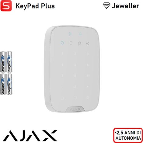 133210 - Superior - Superior KeyPad Plus Jeweller (8EU) - Tastiera touch wireless. Supporta carte e telecomandi contactless crittografati (Edizione Superior) - colore white - Ajax sicurezza profession