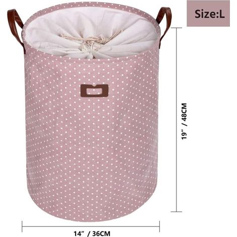 Grand Organiser Paniers pour Vêtements Stockage Cordon Paniers à Linge, Pliable Sac à Linge, Pliage Grande Capacité Corbeilles à Linge (Rose)-Fei Yu (1/5)