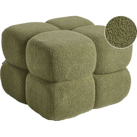 Pouf quadrato grande in tessuto bouclè verde Caliente