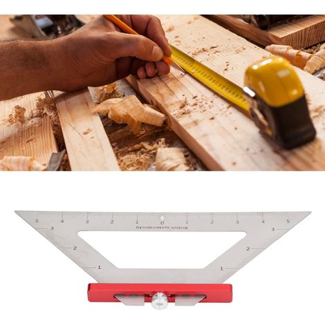 140 mm dreieckiger Markierungslineal aus Edelstahl für die Holzbearbeitung (rot) (1/5)