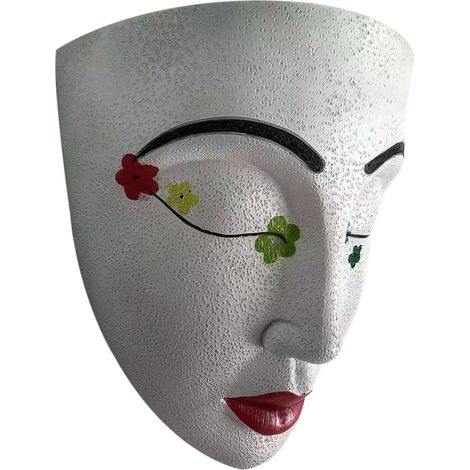 Pot de jardinière en résine avec visage humain, Statue murale suspendue, fleur, décoration de salon pour la maison (1/5)