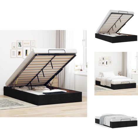 Cadre de lit ottoman sans matelas noir 120x200 cm tissu - Cadre De Lit Ottoman - Cadres De Lit Ottomans - Cadre De Lit - Cadre De Lit Avec Rangement (1/5)