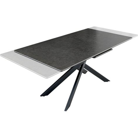 Mesa de comedor extensible ARAVIS 160-200 cm – Cerámica negra y patas de diseño metálico (1/5)