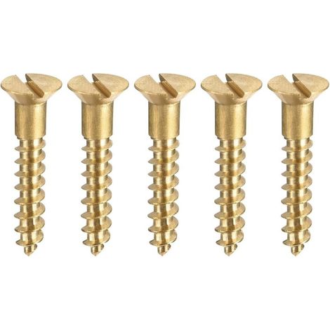 Lot de 100 vis à bois M3.5 x 20 mm à tête plate fendue en laiton