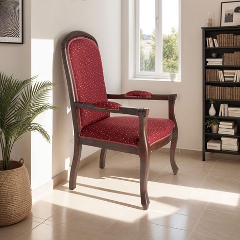 Voltaire bordeaux moucheté beige en hêtre massif teinté merisier