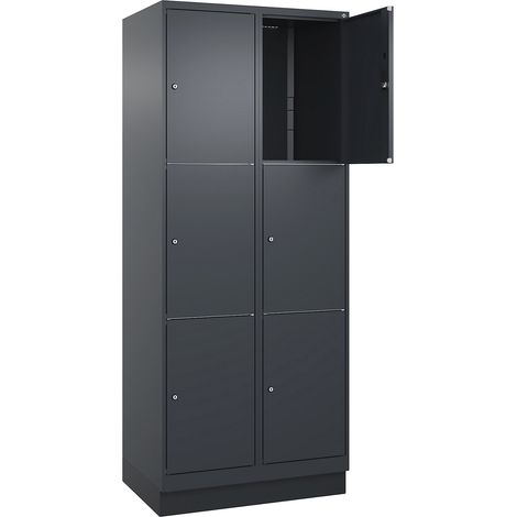 C+P, Vestiaire à 3 casiers Classic PLUS, 2 compartiments, gris