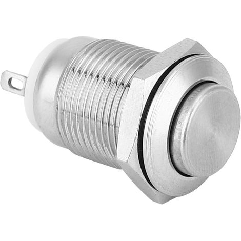 Lot de 5 interrupteurs à bouton-poussoir en métal, 1 normalement ouvert, 2 broches, étanches, à réarmement automatique (haute résistance à l'eau). (1/5)