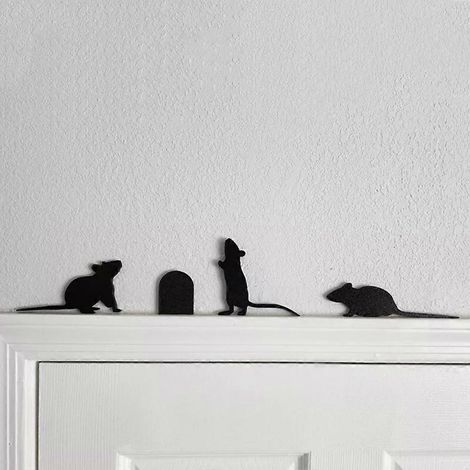 Décoration de porte en métal adorable pour chat, modèle 2024 : Coin de cadre décoratif pour porte d'Halloween - Couleur : Trois souris (1/4)