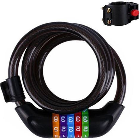 Candado para bicicleta, cable en espiral de 1,2 m con cerradura de combinación reajustable. (1/5)