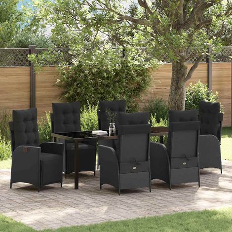 Set da Pranzo per Giardino 7 pz Nero polyrattan vidaXL (1/5)