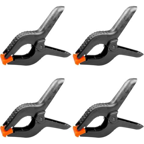 4 pièces 6" 158 MM pince a ressort plastique, pince de serrage force de serrage élevée ouverture maximale 65MM, pince serre joint avec mobiles mâchoires pour bois atelier photographie, noir (1/4)