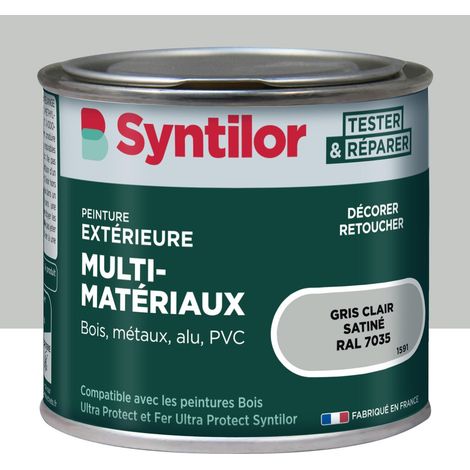 SYNTILOR Peinture exterieure bois, aluminium, pvc . SYNTILOR gris clair satine 125ml (1/5)