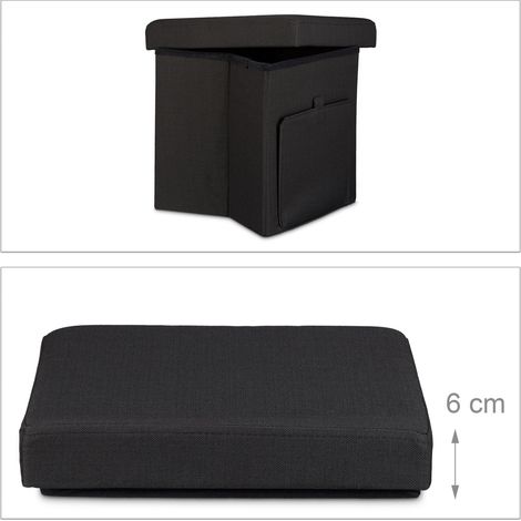Pouf contenitore pieghevole 38 x 38 x 38 cm pratico e stabile design minimalista in lino grigio 130005827