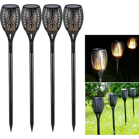 4-Pack 12 LED Solar Flame Lights Outdoor Flickering Torch Waterproof Night Light Garden Decoration for Lawn Path Yard (1/5)