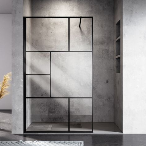 SONNI 100x200cm Mampara de Ducha Cabinas de Ducha Walk in Shower 8mm Negro NANO Vidrio Real (1/5)