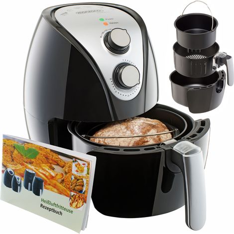 Monzana Freidora sin aceite 3,2L con recipiente para hornear pan Air Fryer Temporizador y temperatura ajustable 1350W (1/5)