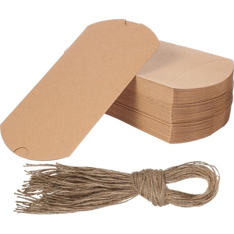 Boîtes à Dragées D'oreiller en Papier Kraft Marron, Lot de 50 Pièces, Protection et Portable pour Mariage et Autres Occasions (1/5)