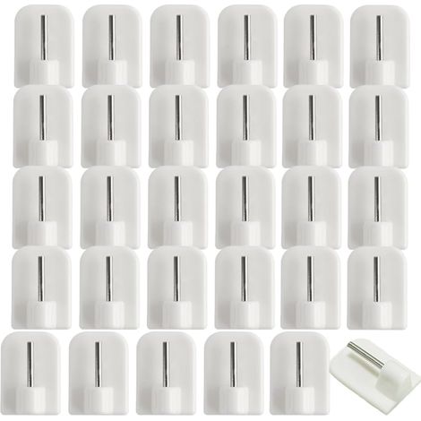 Klebehaken – 30 Stück – Kunststoff und Metall – Kein Bohren erforderlich – Wohnzimmer, Badezimmer, Küche – 2,4 x 1,7 cm (1/5)