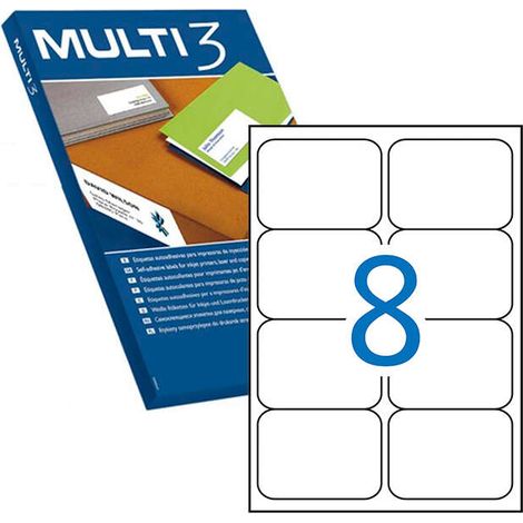 Etiquetas para Impresora MULTI 3 04729 Blanco Redondeado 100 Hojas 99,1 x 67,7 mm