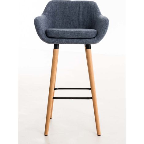 CLP – Lot de 2 tabourets de bar Grant en tissu – Hauteur d'assise 75cm – Repose-pieds en bois de hêtre – Confort rembourré et dossier lombaire (1/10)