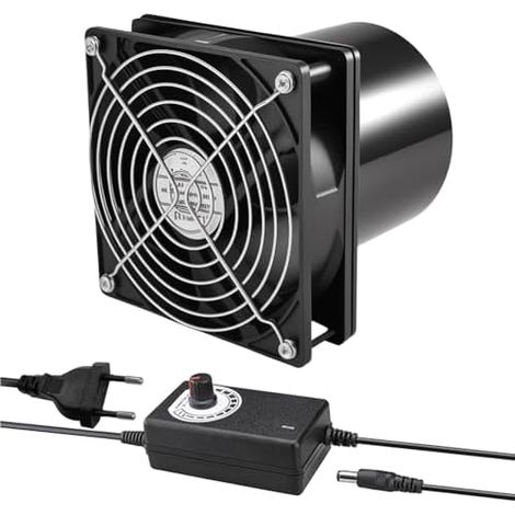 Extracteur d'Dair 100mm de gaine en ligne, Extracteur Air Chaud DC 12V avec variateur de vitesse, Ventilation Extracteur Dair pour cuisine, serre, salle de bain, circulation de l'air, PC (1/5)
