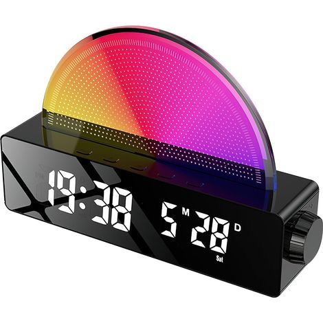 Réveil numérique, réveil lumineux avec fonction de charge USB, réveil lumineux, réveil intelligent, lumière d'ambiance, lampe de chevet, affichage LED coloré, lampe de table, boîte de détection de