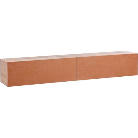 Meuble TV Mural Minimaliste Etagère de Rangement Multimédia 180 cm en Panneau Particules de Bois Marron et Rouge Gladstone