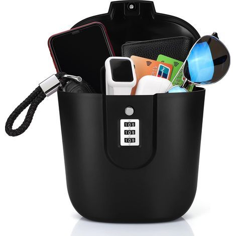 CSPARKV Portable Anti-Theft Lock Box Portable Security Bag Travel Beach Safe Box with Digits for Beach Camping Travel Sports Shopping (Black)