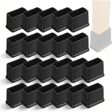 CCYKXA26 Pièces Embouts de Pieds de Chaise Carrés en PVC, 30mmx15mm OD, Noirs - Patins de Protection de Sol pour Tables et Meubles de Patio, Antidérapants (1/5)