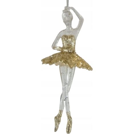 Ciondolo a forma di ballerina in acrilico color oro 17×8 cm Natale (1/5)