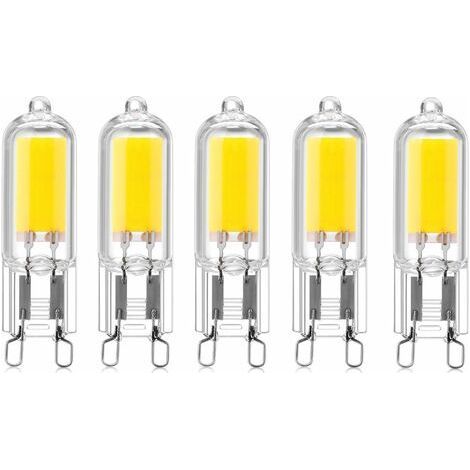 LaBlanc – 5 Stück 2 W G9 COB-LED-Glühbirne mit Kapselsockel, 220 V, 200 Lumen, 10 W-20 W Halogenbirne, Äquivalent für Kronleuchter, Schreibtischlampe, Wandleuchte, Warmweiß 3000 K [Energieklasse A++]