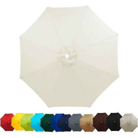 Toile de rechange pour parasol, toile de rechange pour parasol de jardin 6/8 bras pour parasol de 2 m/2,7 m/3 m/3,5 m (Beige, 3 m/6 bras) (1/5)