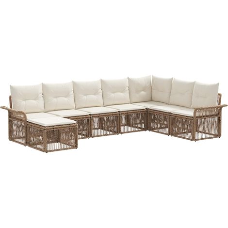 Gartensofa-set 8 pcs Beige Poly-Rattan vidaXL
