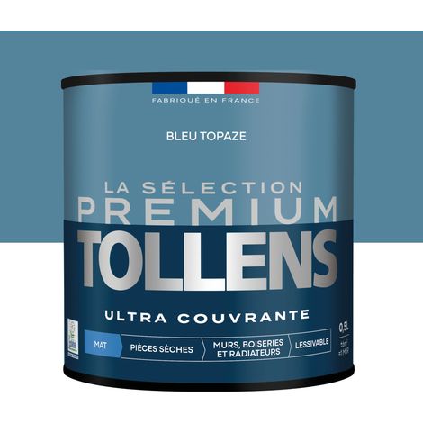 Tollens - Peinture intérieure couleurs - La Sélection Premium Mat - Ultra Couvrante - Bleu Topaze 0,5 L - 6m²