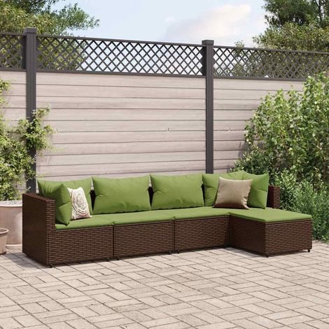 Teenpull – 5-tlg. Garten-Lounge-Set mit Kissen Braun Poly Rattan (1/5)