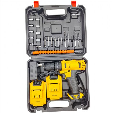 Perceuse Visseuse Sans Fil 21V, Perceuse Électrique Multifonction avec 2 Batteries Lithium et Chargeur, Tournevis Électrique Compact pour Bricolage
