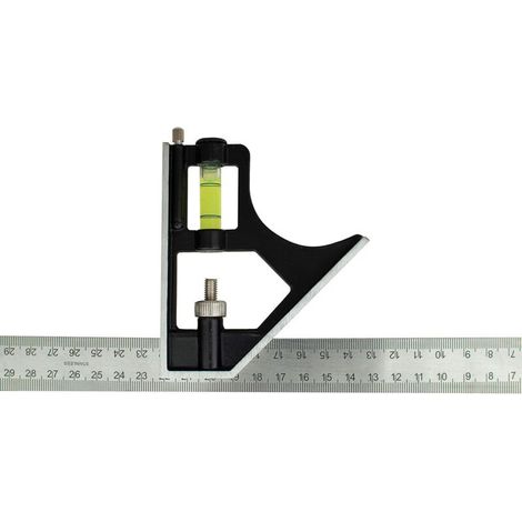 CSPARKV Équerre combinée en acier inoxydable 300mm - Graduation métrique uniquement  inclus un crayon de menuisier