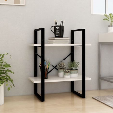 Bibliothèque à 2 niveaux, Étagère de Rangement, Meuble pour Dossier, Armoire de Rangement Blanc 60x30x70 cm Bois de pin massif AXZ54275 (1/5)