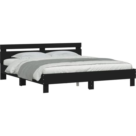 vidaXL Bettgestell mit Kopfteil und LED schwarz 160x200 cm