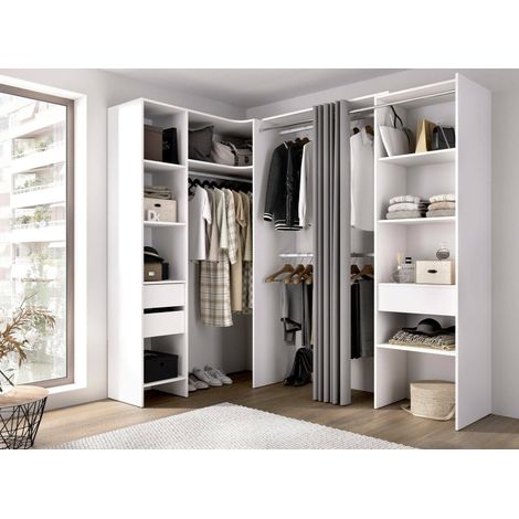 Dmora - Gran Armario Pali, Muebles de dormitorio, Vestidor, Armario de ropa, 214x141 h205 cm, Blanco (1/5)