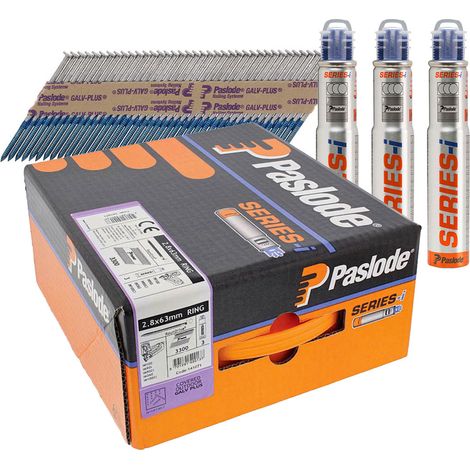 Paslode 141071 360Xi 2.8mm x 63mm Galv Nails With Fuel Pack Qty 3300 (1/3)