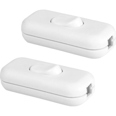 Lot de 2 interrupteurs intermédiaires en ligne, blancs, 6 A 250 V, interrupteur torpille et à bascule, câbles d'alimentation 2 et 3 fils, pour toutes les lampes électriques (1/5)