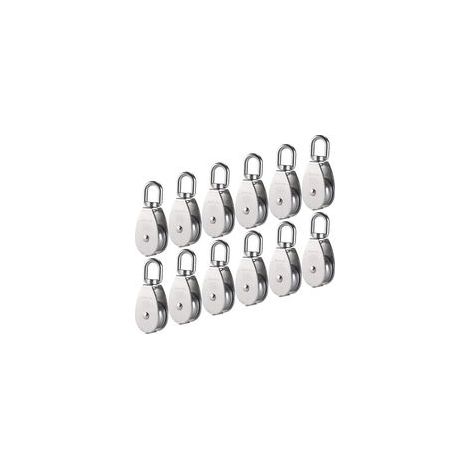 Lot de 12 poulies simples M15 en acier inoxydable 304, 15 mm, crochet pivotant, capacité 35 kg – (1/5)