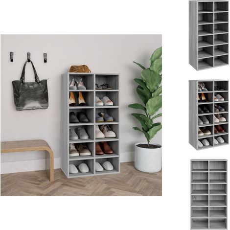 Schuhregale & -schränke - Living Schuhregal Grau Sonoma 54x34x100,5 cm Holzwerkstoff (1/5)