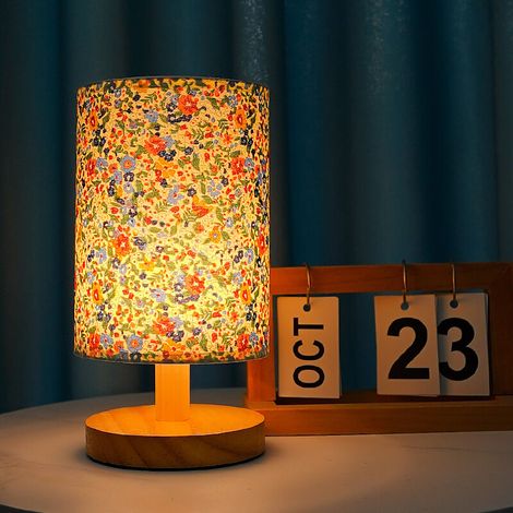 Lampe de chevet vintage ACKERMAN, petite lampe avec abat-jour en lin, interrupteur marche/arrêt et ampoule lumière chaude pour chambre à coucher (1/5)