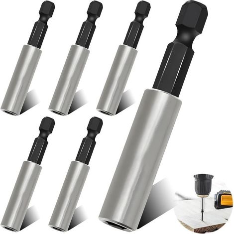 GDHZS- 6 Pièces Porte-embouts Magnétique,Rallonges à Foret 60 mm Magnétiques 1/4" avec Support Porte-embouts à Changement Rapide pour Visseuse Sans Fil (1/5)