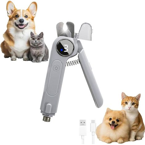 2-in-1 Katzenkrallenschere/Hundenkrallenschärfer mit Licht, LED-Schnellerkennung, USB-Ladefunktion und sicherem Design. (1/5)
