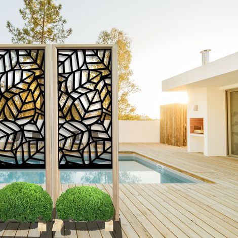 TROPICA - Separè - Paravento modulabile - 70x190cm - in Legno e PVC Nero (1/3)